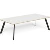 LS-RT2412 LINEAR TABLE 4Leg 2400×1200 with Radius Corners White-Natural Oak Top Black Frame
