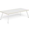 LS-RT2412 LINEAR TABLE 4Leg 2400×1200 with Radius Corners White-Natural Oak Top White Frame