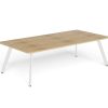 LS-RT2412 LINEAR TABLE 4Leg 2400×1200 with Radius Corners Wild Oak Top White Frame