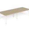 LS-RT3012 LINEAR TABLE STEEL 6Leg 3000×1200 with Radius Corners – Natural Oak Top – White Frame