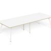 LS-RT3012 LINEAR TABLE STEEL 6Leg 3000×1200 with Radius Corners – White-Natural Oak Top – White Frame