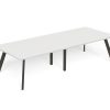 LS-RT3012 LINEAR TABLE STEEL 6Leg 3000×1200 with Radius Corners – White Top – Black Frame