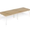 LS-RT3012 LINEAR TABLE STEEL 6Leg 3000×1200 with Radius Corners – Wild Oak Top – White Frame