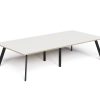 LS-T LINEAR BOARDROOM TABLE 6Leg – White-Natural Oak Top 3000×1500 Black Frame
