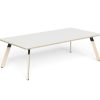LW-RT2412 LINEAR TABLE 4Leg 2400×1200 with Radius Corners White-Natural Oak Top Wood Leg Black Cap