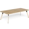 LW-RT2412 LINEAR TABLE 4Leg 2400×1200 with Radius Corners Wild Oak Top Wood Leg Black Cap