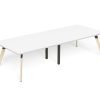 LW-RT3012 LINEAR TABLE WOOD 6Leg 3000×1200 with Radius Corners – White Top – Black Cap Wood Frame