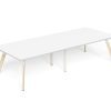 LW-RT3012 LINEAR TABLE WOOD 6Leg 3000×1200 with Radius Corners – White Top – White Cap Wood Frame