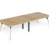 LW-RT3012 LINEAR TABLE WOOD 6Leg 3000×1200 with Radius Corners – Wild Oak Top – Black Cap Wood Frame