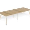 LW-RT3012 LINEAR TABLE WOOD 6Leg 3000×1200 with Radius Corners – Wild Oak Top – White Cap Wood Frame