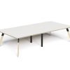 LW-T LINEAR BOARDROOM TABLE WOOD 6Leg – White-Natural Oak Top 3000×1500 Black Cap Wood Frame